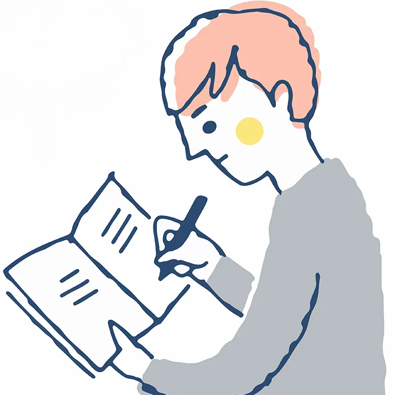 メモをとる男性